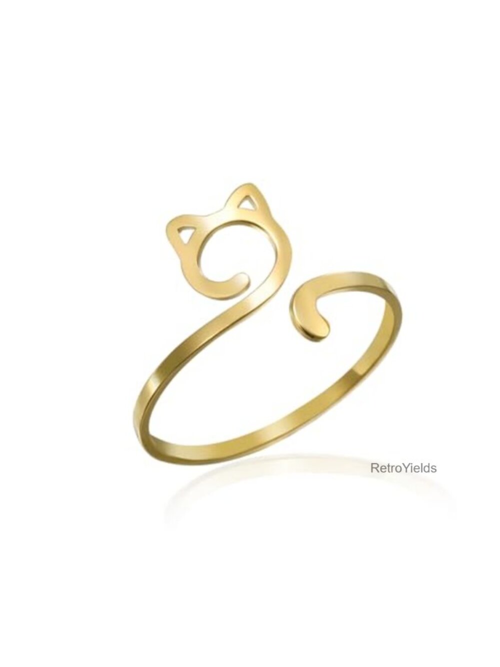 Adjustable Stainless Steel Cat Ring Stackable Statement Jewelry Gift